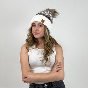 Patterned Pom Hat