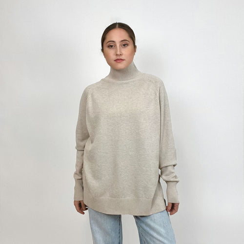 High Neck Oversized Knit Sweater Set Top