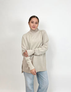 High Neck Oversized Knit Sweater Set Top